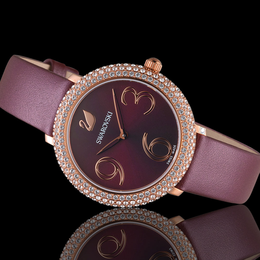 Swarovski Crystal Frost Red Dial Red Leather Strap Watch for Women - 5484064 Watches Swarovski   