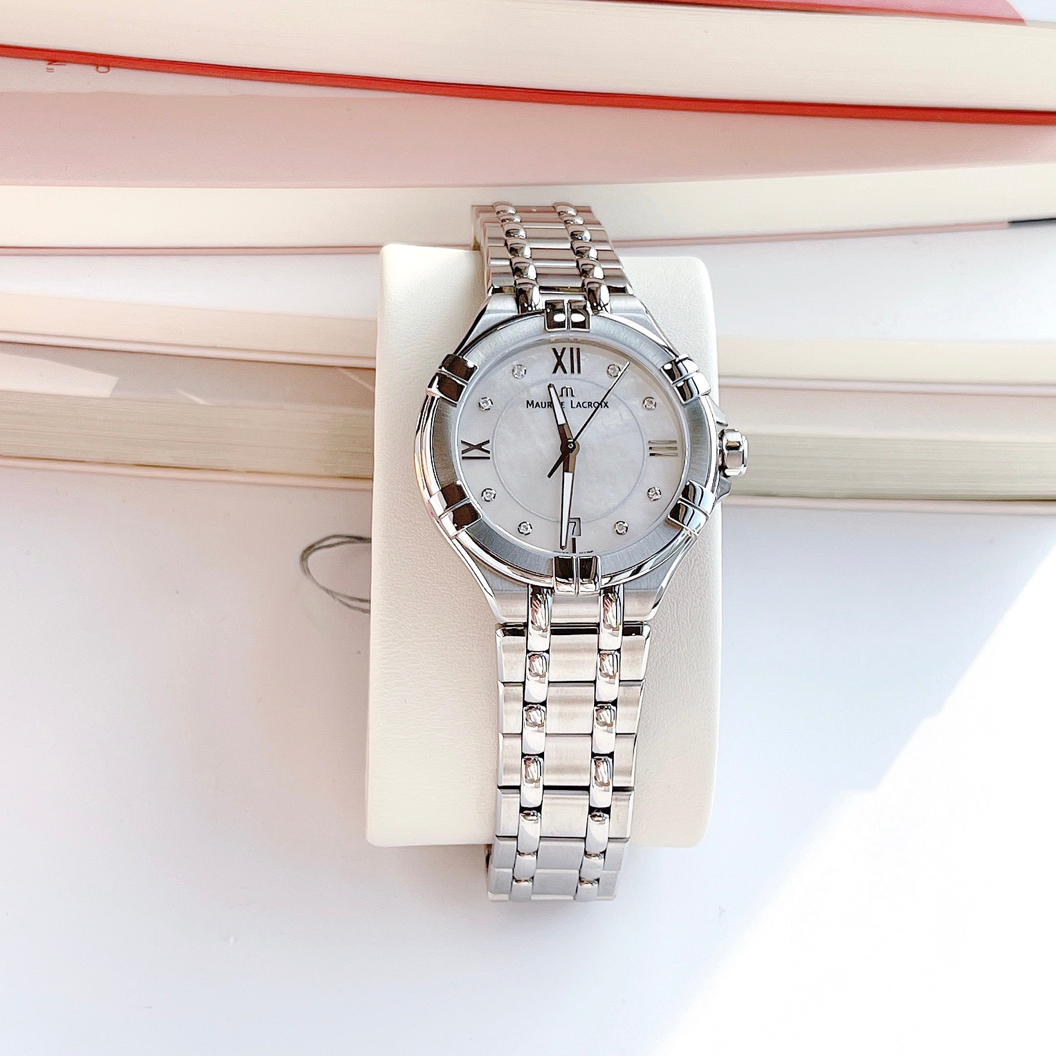Maurice Lacroix Aikon White Mother of Pearl Dial Silver Steel Strap Watch for Women - AI1004-SS002-170-1 Watches Maurice Lacroix   
