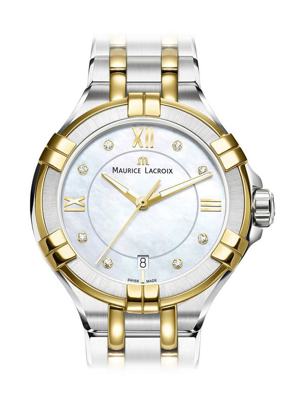 Maurice Lacroix Aikon Mother of Pearl Dial Two Tone Steel Strap Watch for Women - A11006-PVY13-171-1 Watches Maurice Lacroix   