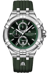 Maurice Lacroix Aikon Chronograph Green Dial Green Rubber Strap Watch for Men  - AI1018-SS000-630-5 Watches Maurice Lacroix   