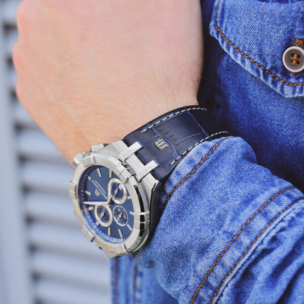 Maurice Lacroix Aikon Chronograph Blue Dial Blue Leather Strap Watch for Men - AI1018-SS001-430-1 Watches Maurice Lacroix   