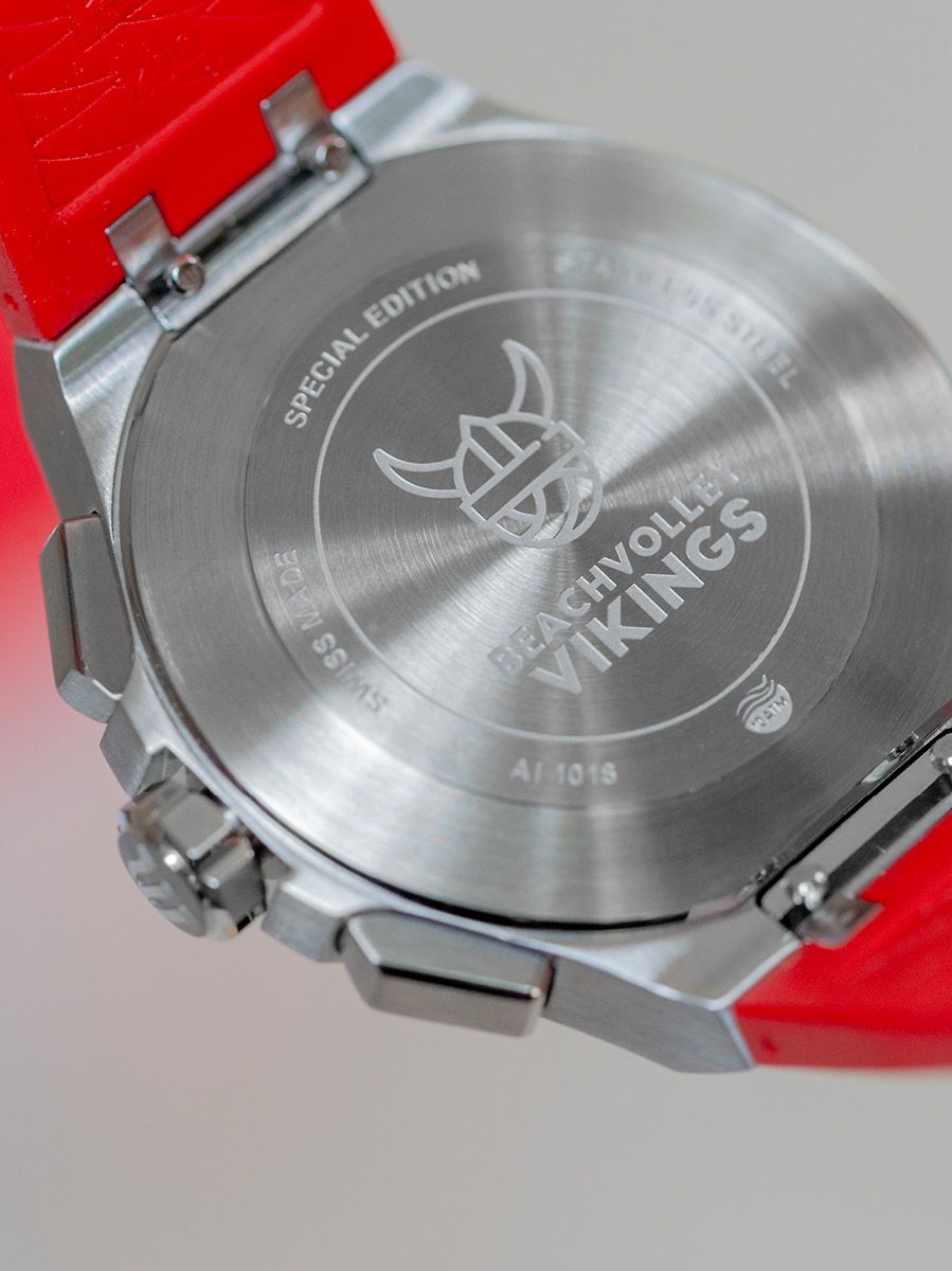 Maurice Lacroix Aikon Beach Volley Vikings Limited Edition Red Dial Red Rubber Strap Watch for Men - AI1018-SS001-530-6 Watches Maurice Lacroix   
