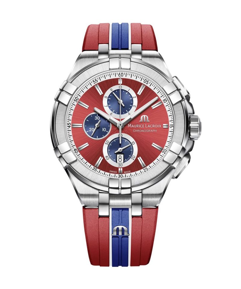 Maurice Lacroix Aikon Beach Volley Vikings Limited Edition Red Dial Red Rubber Strap Watch for Men - AI1018-SS001-530-6 Watches Maurice Lacroix   