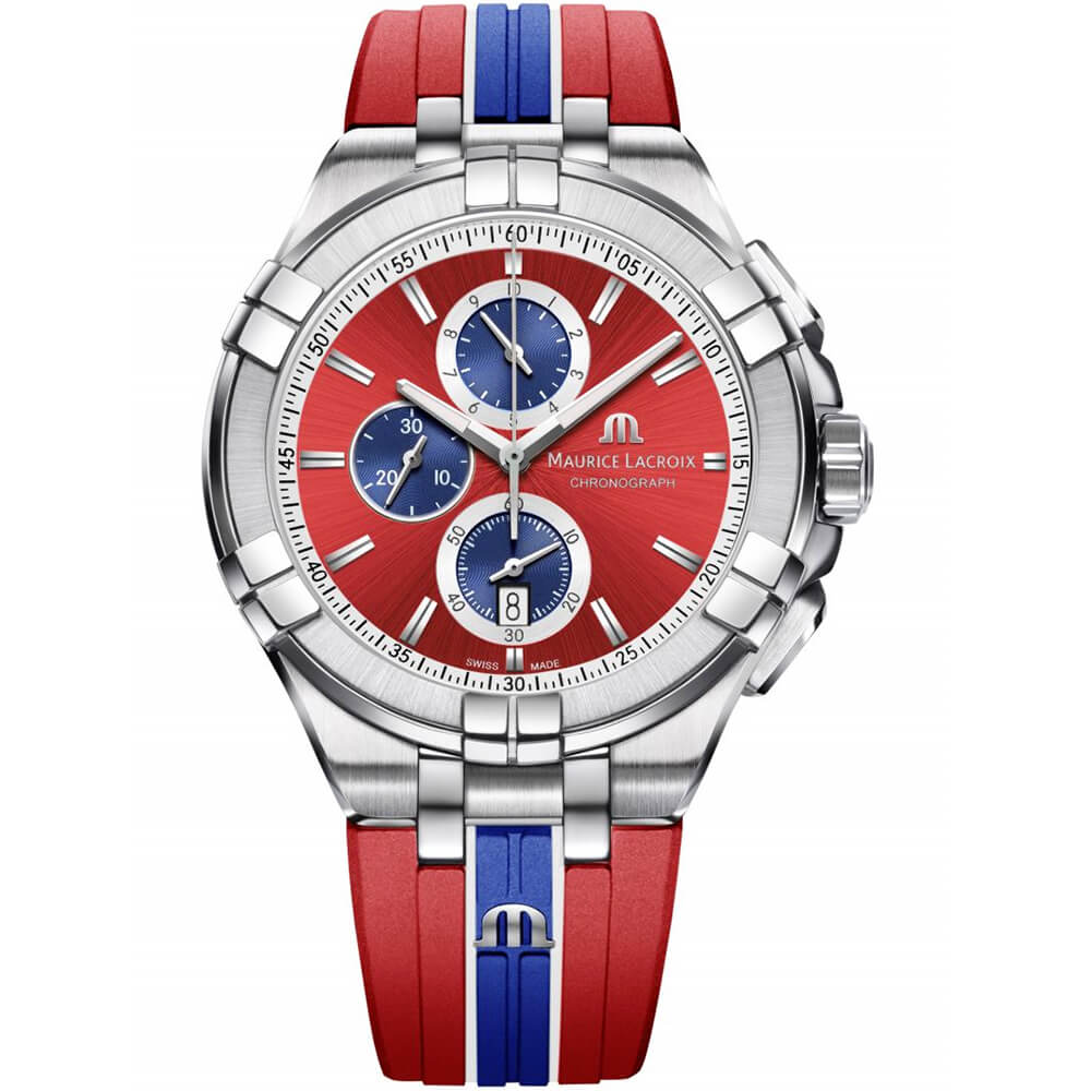 Maurice Lacroix Aikon Beach Volley Vikings Limited Edition Red Dial Red Rubber Strap Watch for Men - AI1018-SS001-530-6 Watches Maurice Lacroix   