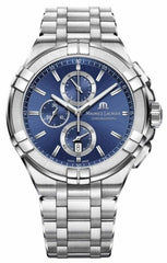 Maurice Lacroix Aikon Chronograph Blue Dial Silver Steel Strap Watch for Men - AI1018-SS002-430-1 Watches Maurice Lacroix   