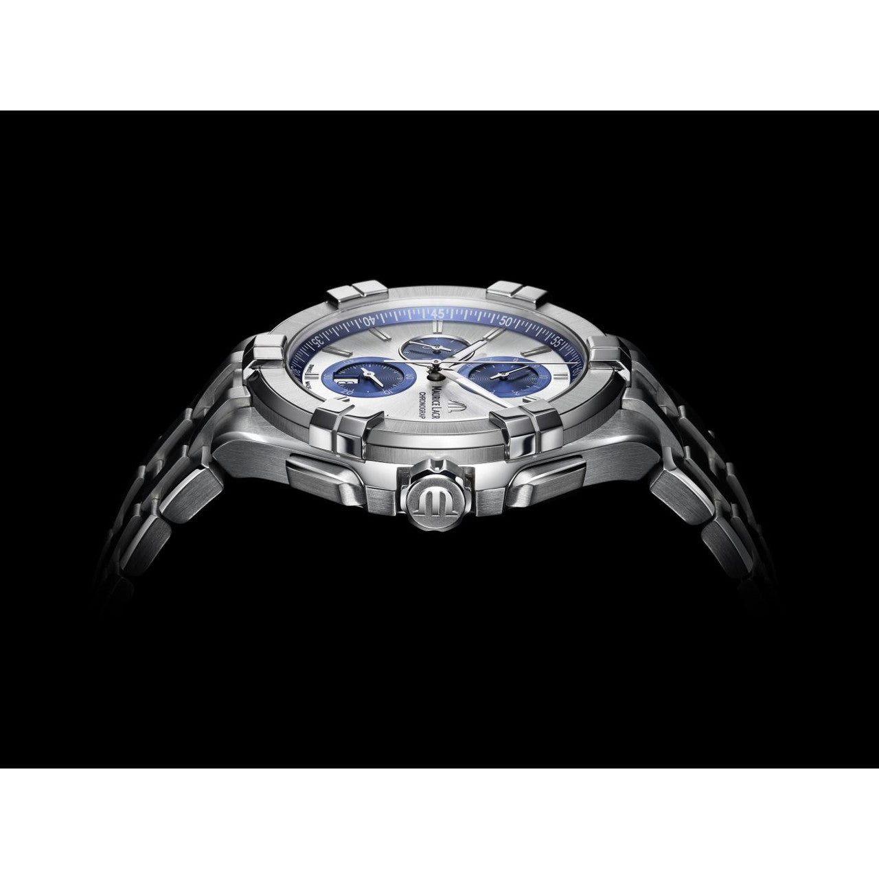 Maurice Lacroix Aikon Chronograph Silver Dial Silver Steel Strap Watch for Men - AI1018-SS002-131-1 Watches Maurice Lacroix   