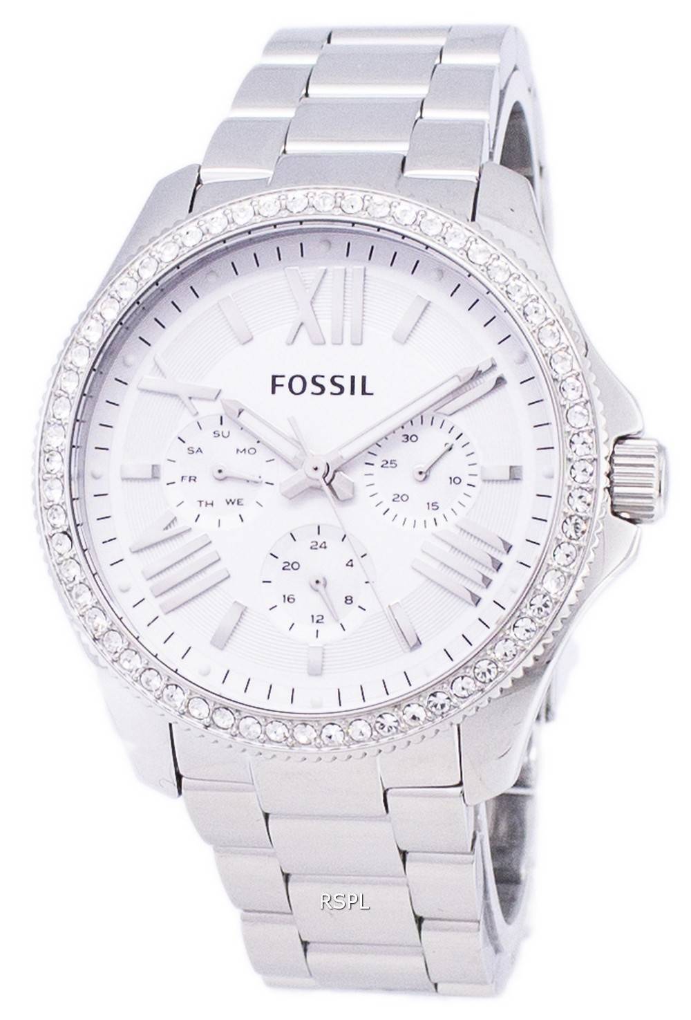 Fossil Cecile Chronograph Silver Dial Silver Steel Strap Watch for Women - AM4481 Watches Fossil   