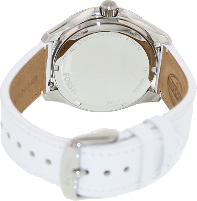 Fossil Cecile White Dial White Leather Strap Watch for Women - AM4486 Watches Fossil   