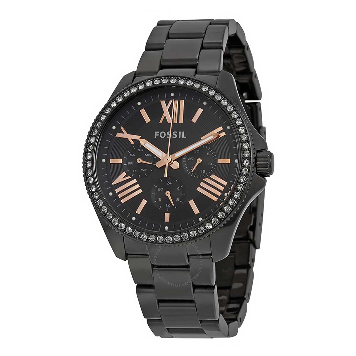 Fossil Cecile Multi Function Black Dial with Crystals Black Steel Strap Watch for Women - AM4522 Watches Fossil   