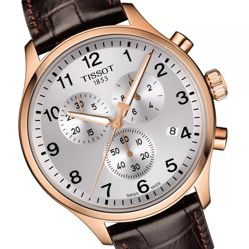 Tissot Chrono XL Classic White Dial Brown Leather Strap Watch For Men - T116.617.36.037.00 Watches Tissot   