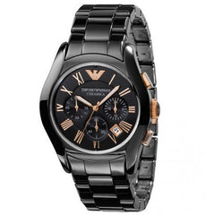 Emporio Armani Valente Ceramica Chronograph Black Dial Watch For Men - AR1410 Watches Emporio Armani   