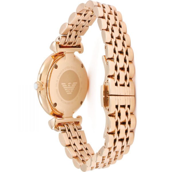 Emporio Armani Gianni T Bar Mother of Pearl Rose Gold Stainless Steel Strap Watch For Women - AR1909 Watches Emporio Armani   