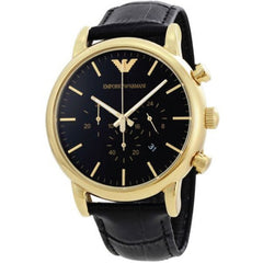 Emporio Armani Luigi Chronograph Black Dial Black Leather Watch For Men - AR1917 Watches Emporio Armani   