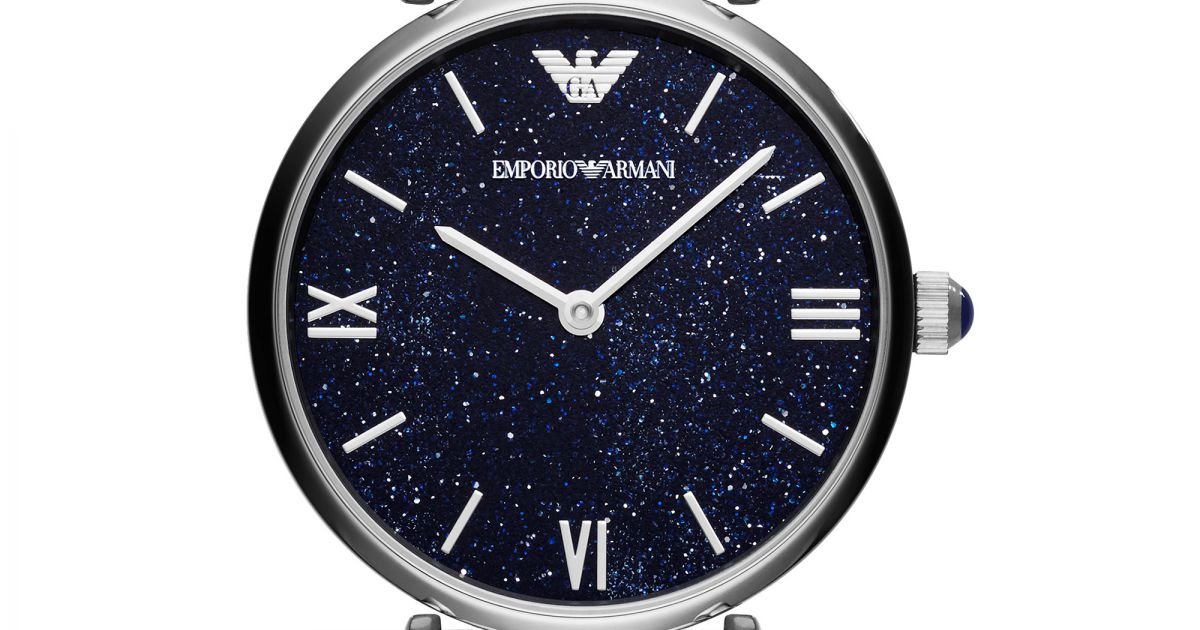 Emporio Armani Gianni T Bar Dark Blue Dial Silver Stainless Steel Watch For Women - AR11091 Watches Emporio Armani   