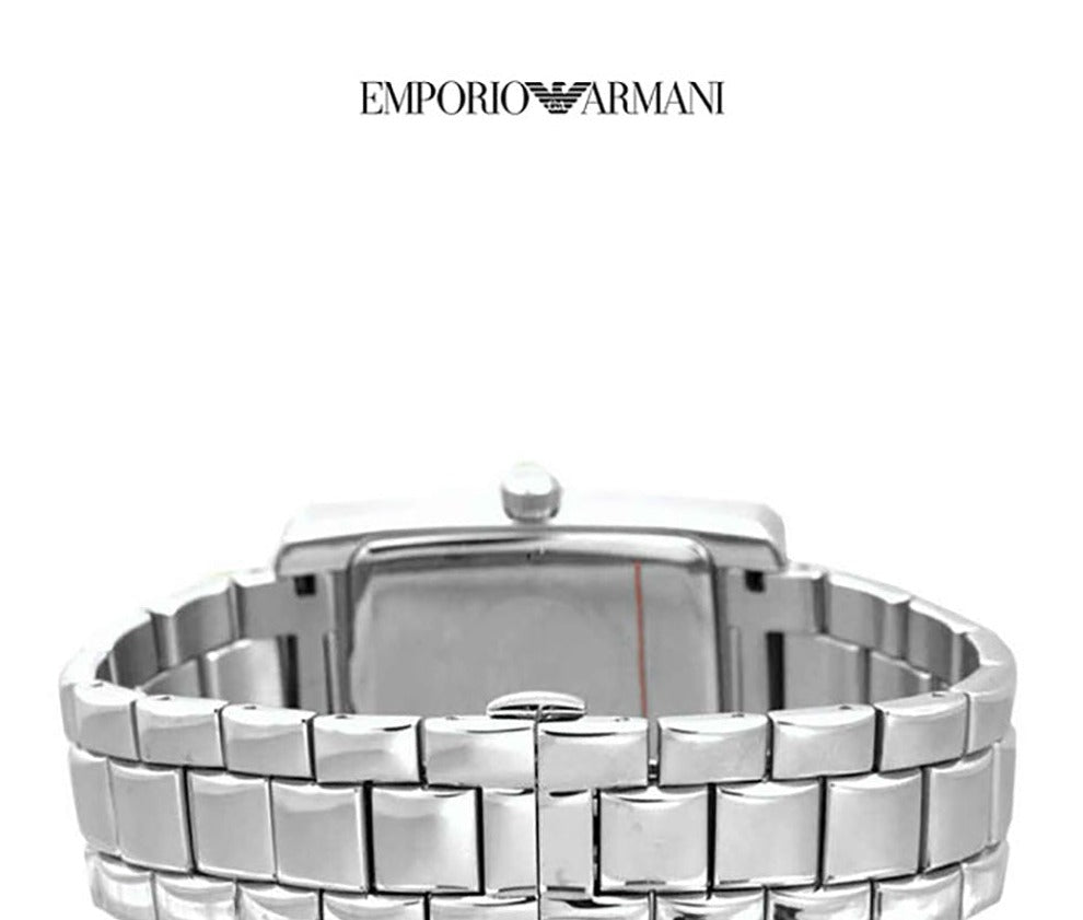 Emporio Armani White Dial Silver Stainless Steel Strap Watch For Men - AR0145 Watches Emporio Armani   