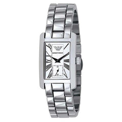 Emporio Armani White Dial Silver Stainless Steel Watch For Women - AR0146 Watches Emporio Armani   