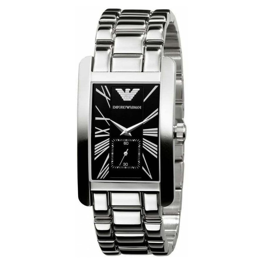 Emporio Armani Classic Black Dial Silver Stainless Steel Watch For Women - AR0157 Watches Emporio Armani   