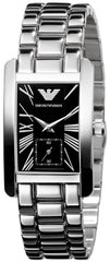 Emporio Armani Classic Black Dial Silver Stainless Steel Watch For Women - AR0157 Watches Emporio Armani   