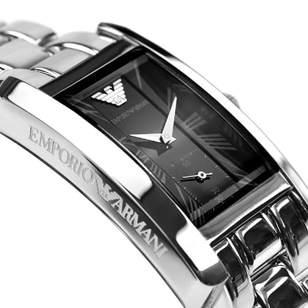 Emporio Armani Classic Black Dial Silver Stainless Steel Watch For Women - AR0157 Watches Emporio Armani   