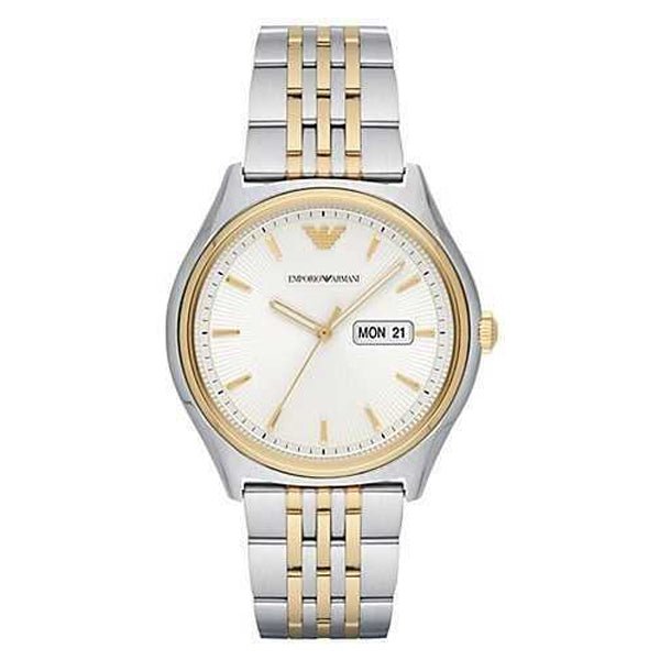 Emporio Armani Cream Dial Two Tone Stainless Steel Strap Watch For Men - AR11034 Watches Emporio Armani   