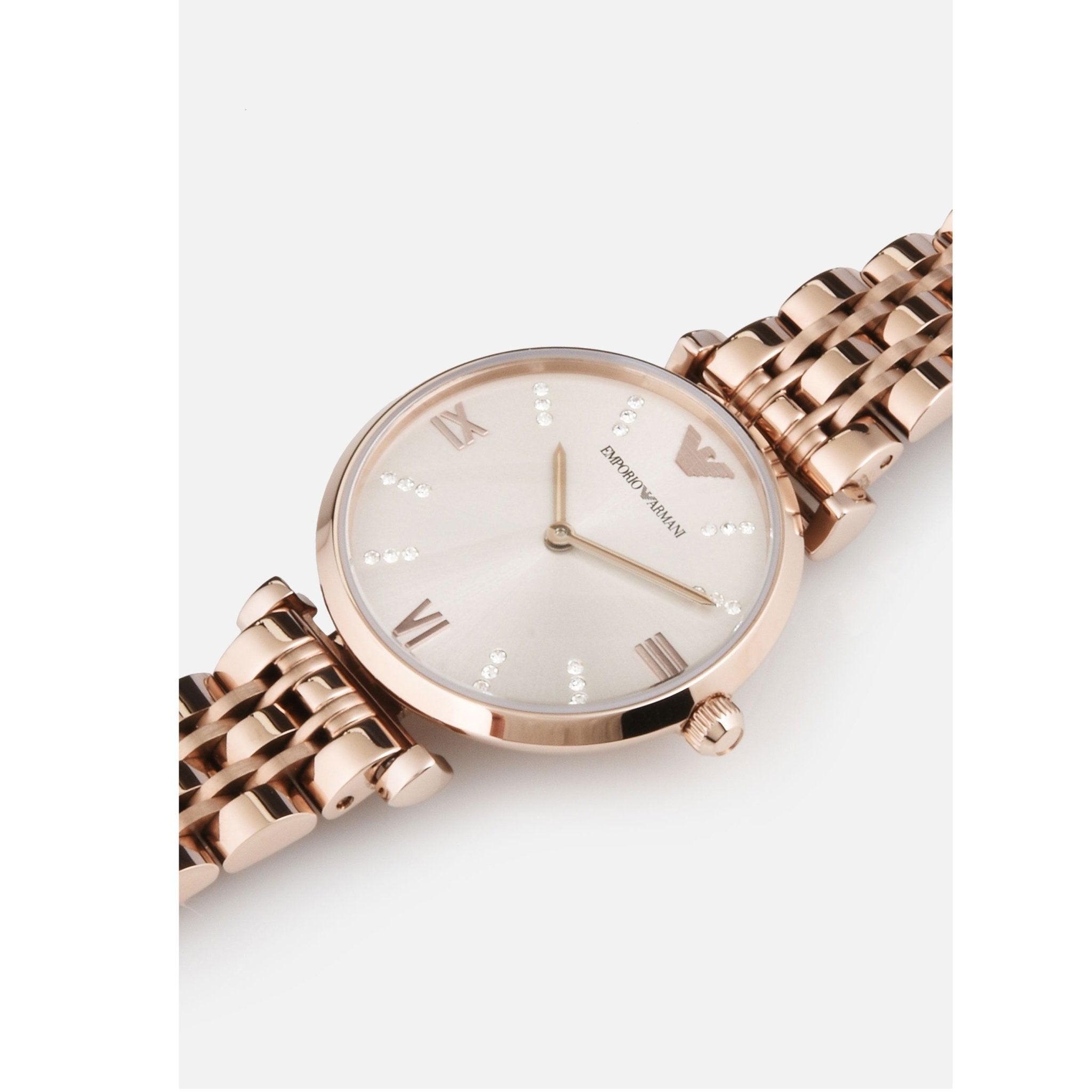 Emporio Armani T-Bar Gianni Rose Gold Dial Stainless Steel Watch For Women - AR11059 Watches Emporio Armani   