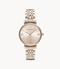 Emporio Armani T-Bar Gianni Rose Gold Dial Stainless Steel Watch For Women - AR11059 Watches Emporio Armani   