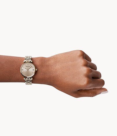 Emporio Armani T-Bar Gianni Rose Gold Dial Stainless Steel Watch For Women - AR11059 Watches Emporio Armani   
