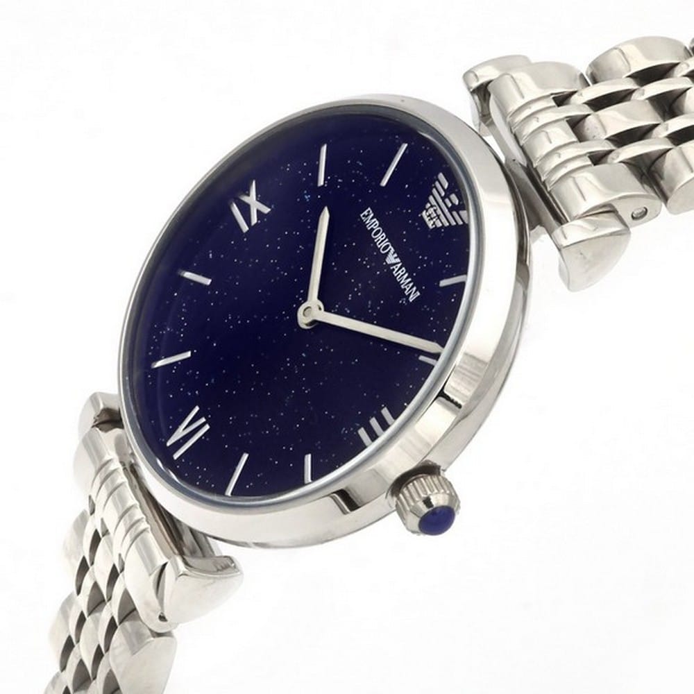 Emporio Armani Gianni T Bar Dark Blue Dial Silver Stainless Steel Watch For Women - AR11091 Watches Emporio Armani   