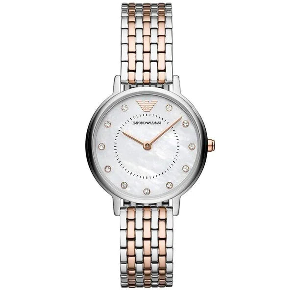 Emporio Armani Gianni T Bar Mother of Pearl Dial Two Tone Stainless Steel Strap Watch For Women - AR2508 Watches Emporio Armani   