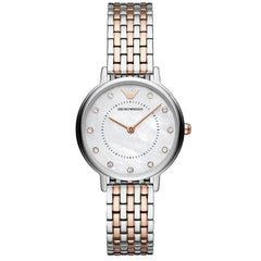 Emporio Armani Gianni T Bar Mother of Pearl Dial Two Tone Stainless Steel Strap Watch For Women - AR2508 Watches Emporio Armani   