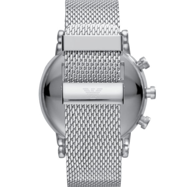 Emporio Armani Chronograph Black Dial Silver Mesh Bracelet Watch For Men - AR11104 Watches Emporio Armani   