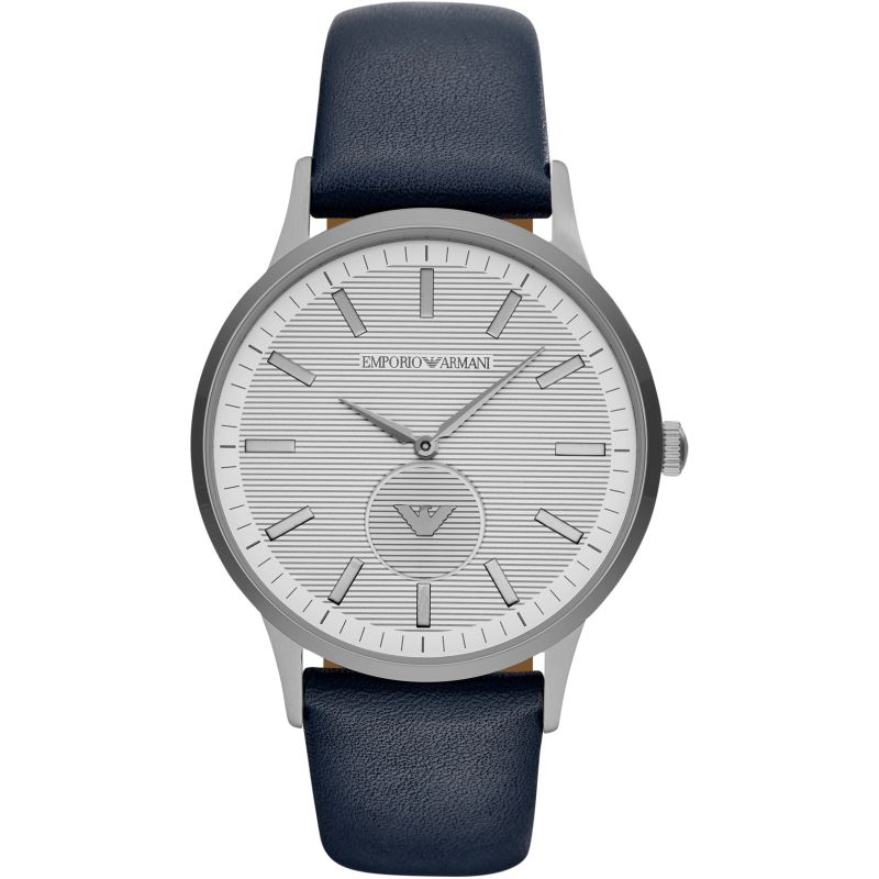 Emporio Armani Renato White DIal Blue Leather Strap Watch For Men - AR11119 Watches Emporio Armani   