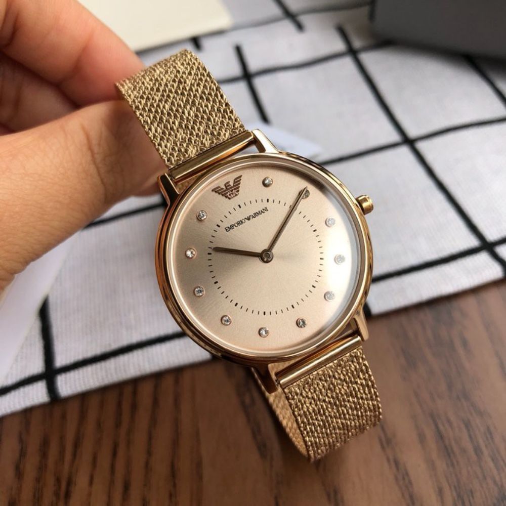 Emporio Armani Pink Dial Pink Mesh Bracelet Watch For Women - AR11129 Watches Emporio Armani   