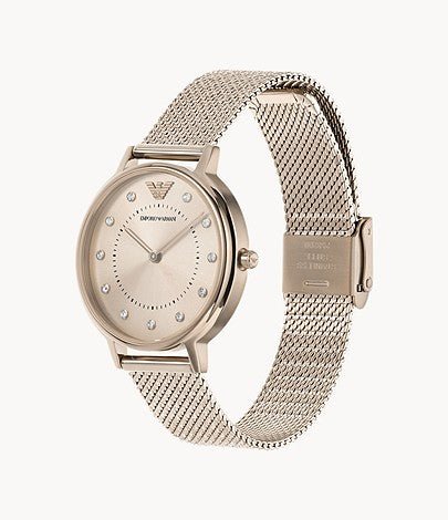 Emporio Armani Pink Dial Pink Mesh Bracelet Watch For Women - AR11129 Watches Emporio Armani   