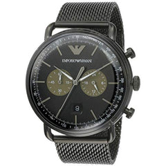 Emporio Armani Aviator Black Dial Black Mesh Bracelet Watch For Men - AR11142 Watches Emporio Armani   