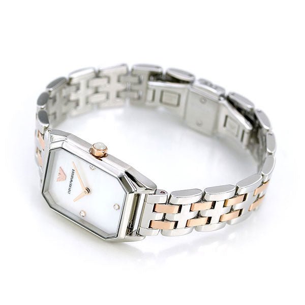 Emporio Armani Gianni T Bar Mother of Pearl Dial Two Tone Stainless Steel Strap Watch For Women - AR11146 Watches Emporio Armani   