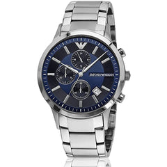 Emporio Armani Renato Chronograph Blue Dial Stainless Steel Strap Watch For Men - AR11164 Watches Emporio Armani   