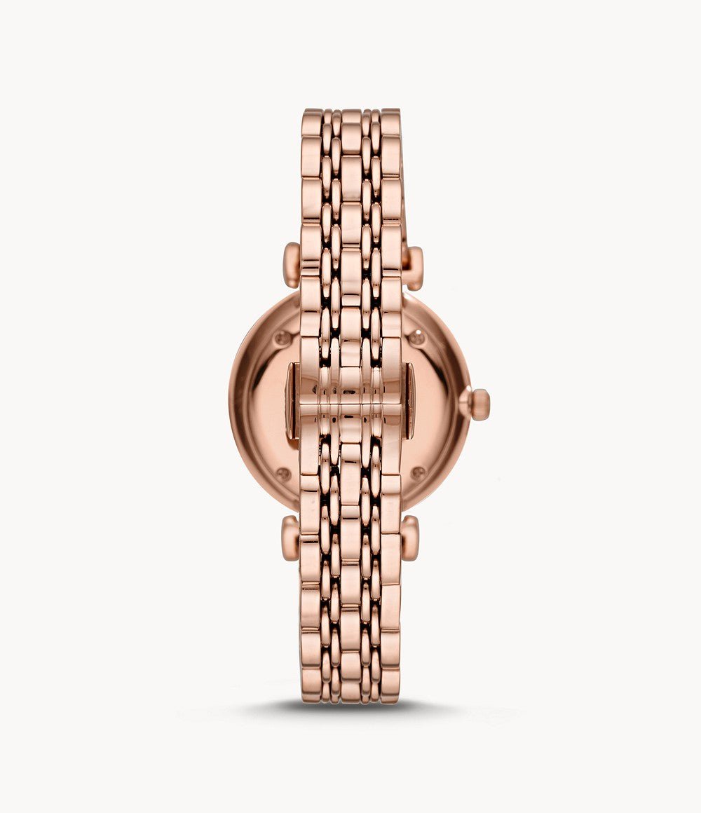 Emporio Armani T-Bar Gianni Crystal Pave Dial Rose Gold Stainless Steel Strap Watch For Women - AR11244 Watches Emporio Armani   