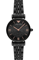 Emporio Armani Gianni T Bar All Black Diamond Dial Watch For Women - AR11245 Watches Emporio Armani   