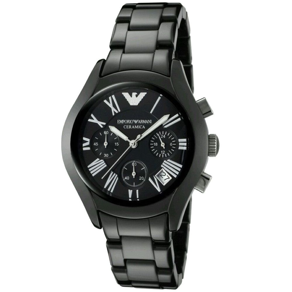 Emporio Armani Black Ceramic Dial Ceramic Strap Watch For Women - AR1401 Watches Emporio Armani   