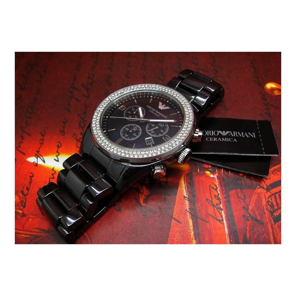 Emporio Armani Ceramica Black Dial Black Ceramic Strap Watch For Men - AR1455 Watches Emporio Armani   