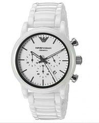 Emporio Armani Luigi Chronograph Ceramic White Dial White Ceramic Strap Watch For Men - AR1499 Watches Emporio Armani   