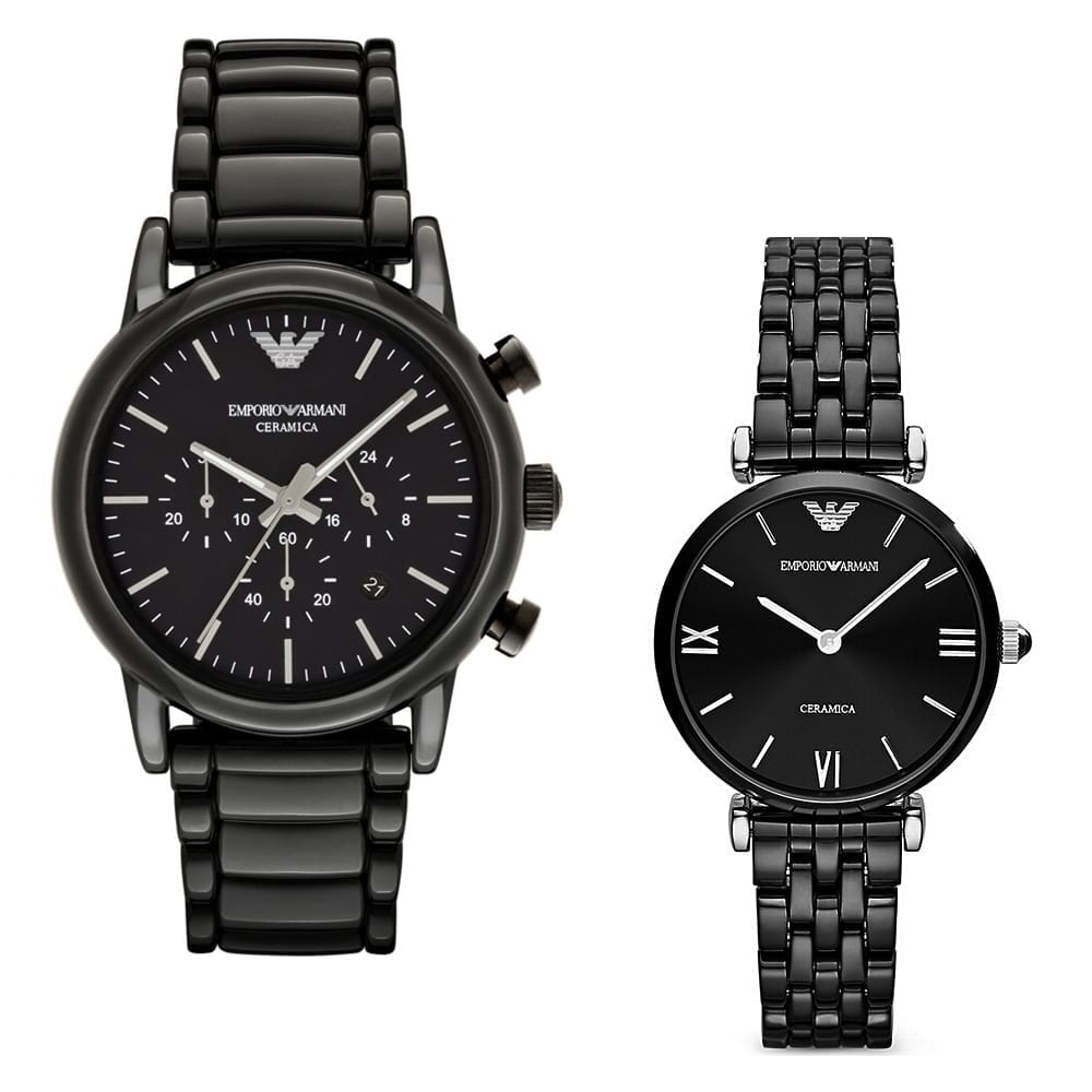 Emporio Armani Ceramica Black Dial Black Ceramic Strap Watch For Women - AR1487 Watches Emporio Armani   