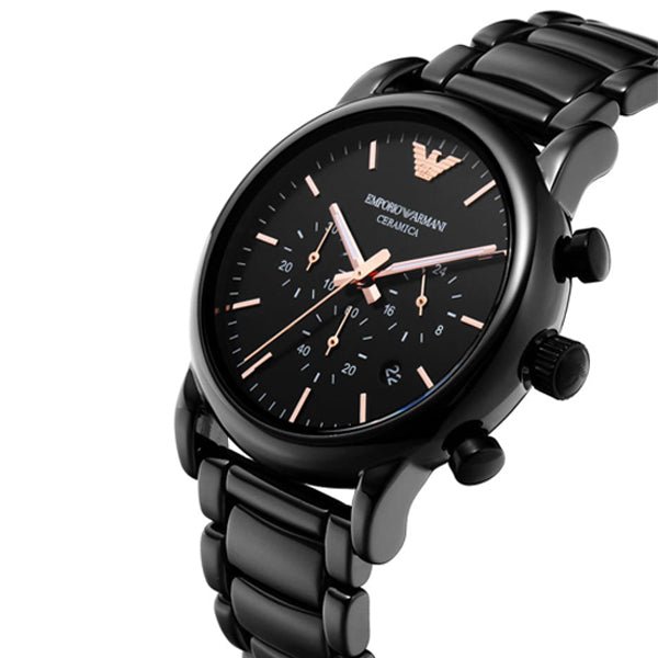 Emporio Armani Luigi Ceramic Chronograph Black Dial Black Strap Watch For Men - AR1509 Watches Emporio Armani   