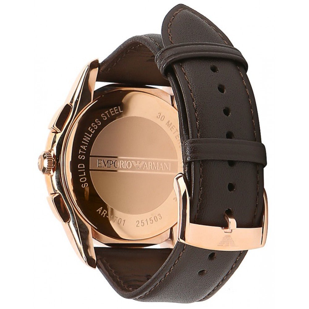 Emporio Armani Chronograph Brown Dial Brown Leather Strap Watch For Men - AR1701 Watches Emporio Armani   