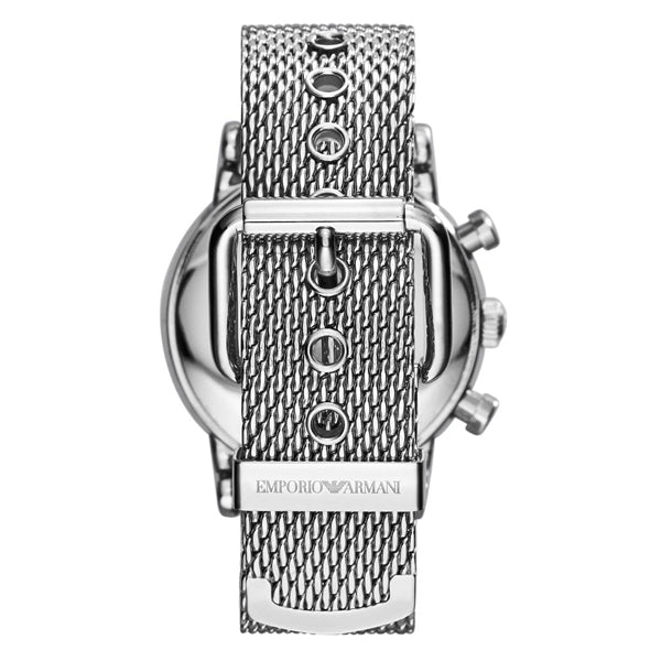 Emporio Armani Classic Chronograph Black Dial Silver Mesh Bracelet Watch For Men - AR1808 Watches Emporio Armani   