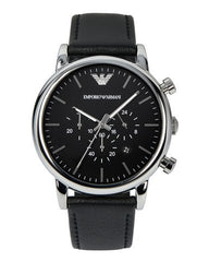 Emporio Armani Luigi Chronograph Black Dial Black Leather Watch For Men - AR1828 Watches Emporio Armani   