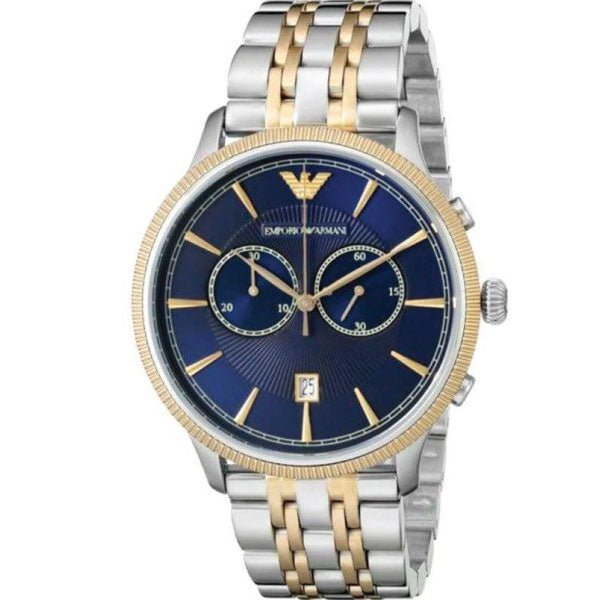 Emporio Armani Classic Blue Dial Two Tone Stainless Steel Watch For Men - AR1847 Watches Emporio Armani   