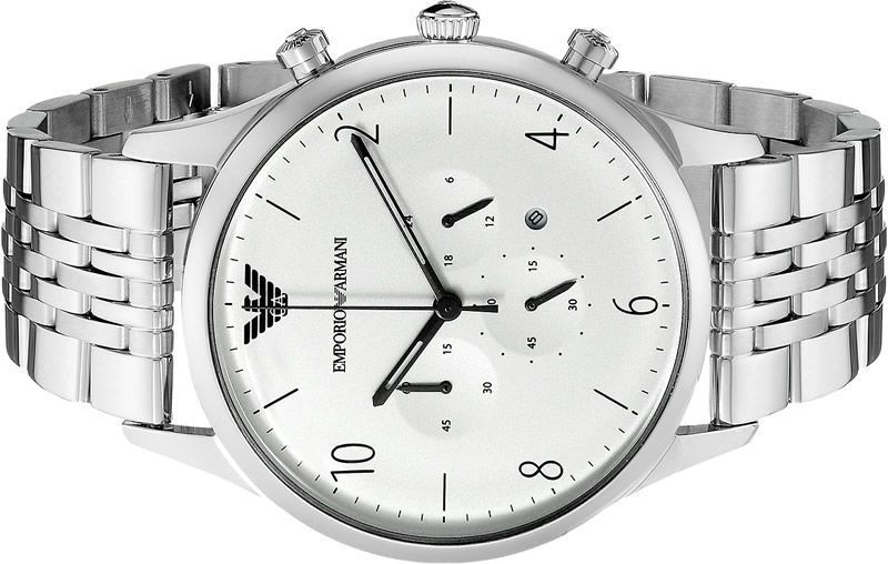 Emporio Armani Classic Chronograph Silver Dial Stainless Steel Watch For Men - AR1879 Watches Emporio Armani   