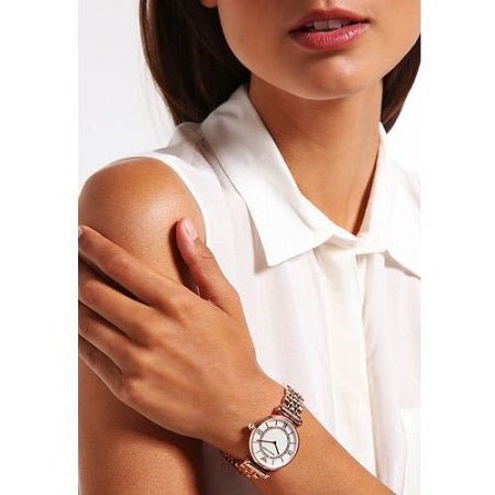 Emporio Armani Gianni T Bar Mother of Pearl Rose Gold Stainless Steel Strap Watch For Women - AR1909 Watches Emporio Armani   